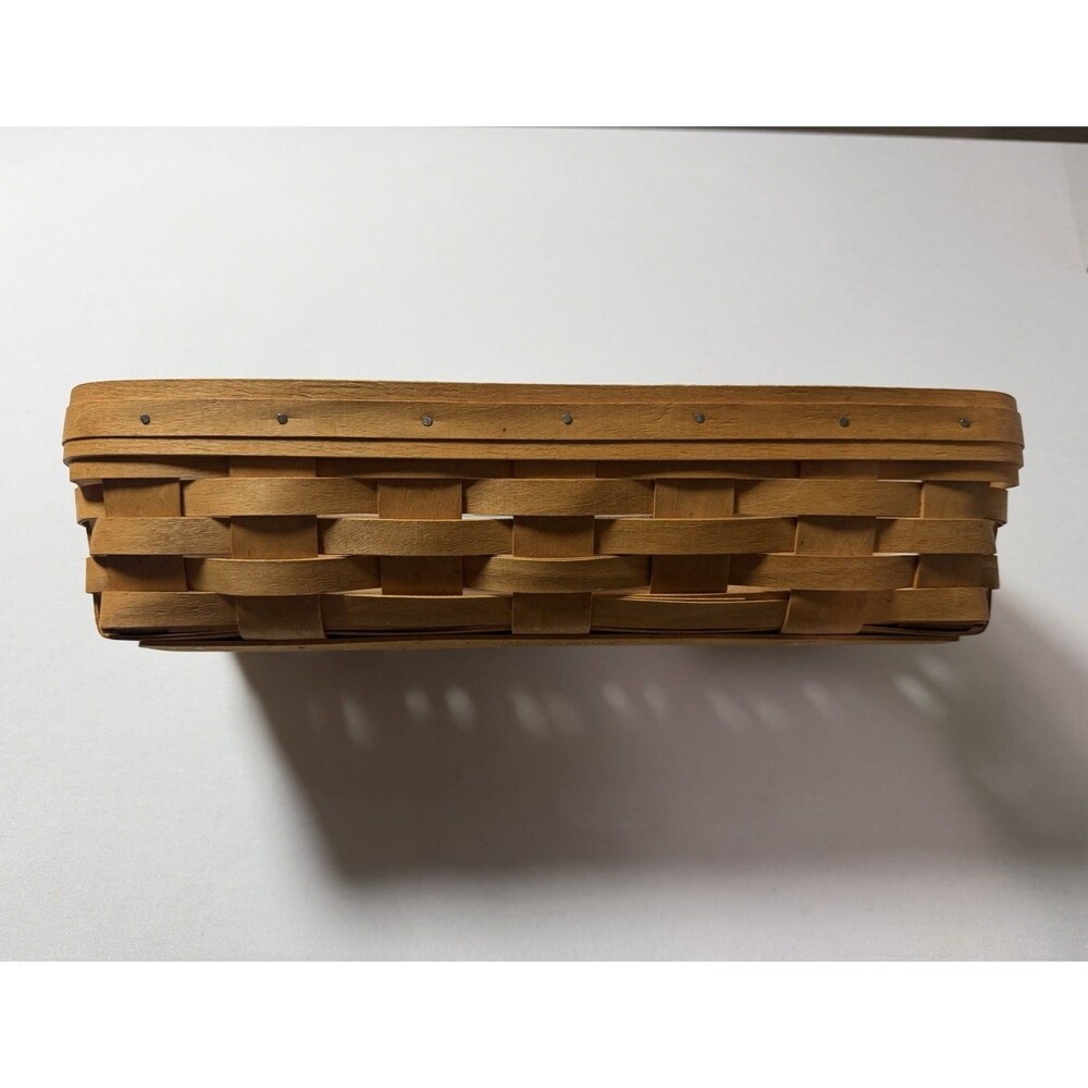 Longaberger Brown Wooden Basket 1995 Bread Basket 15x7x4 with Plastic Protector